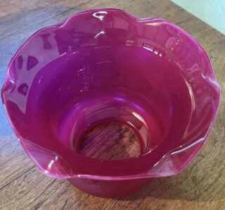 4" Cranberry Etched Tulip glass shade - Image 2