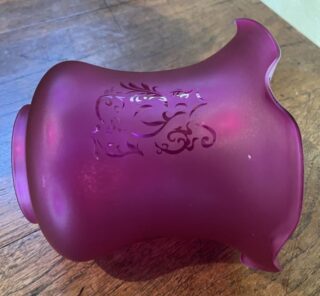 4" Cranberry Etched Tulip glass shade - Image 3