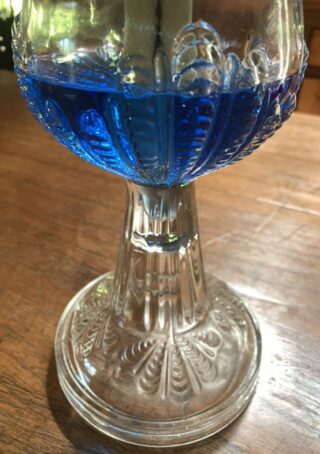 American Turkey Foot glass oil lamp c1900 - Image 3