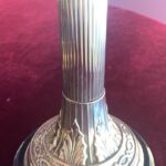 Hinks Banquet lamp cranberry vaseline glass font, Hinks collar and burner - Image 5