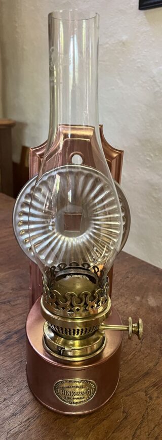 Hinks and sons wall oil lamp No. 1 Hinks triple burner
