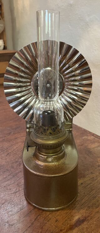 Painted Tin Wall Oil Lamp with new reflector shade