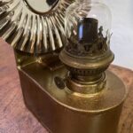 Painted Tin Wall Oil Lamp with new reflector shade - Image 2