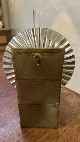 Painted Tin Wall Oil Lamp with new reflector shade - Image 4