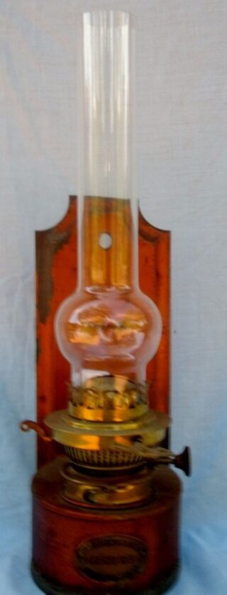 Original Hinks Wall Lamp unusual lever lift single wick c1890