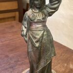 Lady Figural with Uranium glass font oil Lamp - Image 4