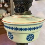 Lady Figural with Uranium glass font oil Lamp - Image 6