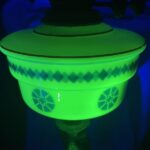 Lady Figural with Uranium glass font oil Lamp - Image 2