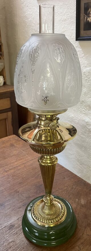 Wright and Butler Oil Lamp Green Ceramic Base