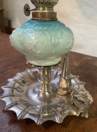 Candlestick with snuffer Silver Plated oil lamp original blue font - Image 2