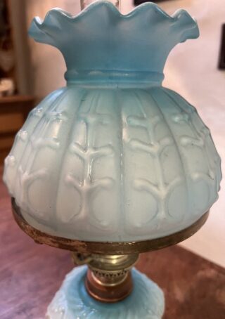 Candlestick with snuffer Silver Plated oil lamp original blue font - Image 3
