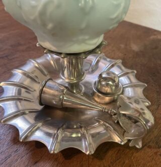 Candlestick with snuffer Silver Plated oil lamp original blue font - Image 4