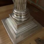 Hinks lamp marked base, font and burner c1895, Victorian etched blue shade - Image 6
