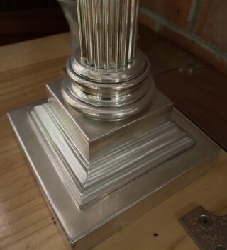 Hinks lamp marked base, font and burner c1895, Victorian etched blue shade - Image 6