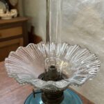 Bismark unusual Blue Font and Opaline base oil lamp - Image 4