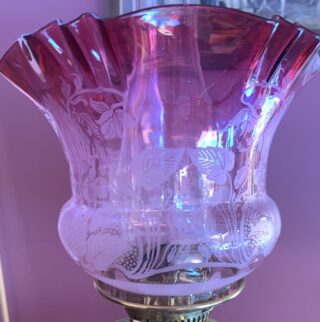 Victorian Messenger No.2 lever lift burner, optic tulip shade - Image 2