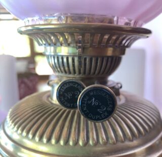 Victorian Messenger No.2 lever lift burner, optic tulip shade - Image 3