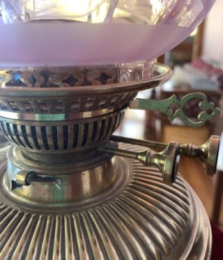 Victorian Messenger No.2 lever lift burner, optic tulip shade - Image 5