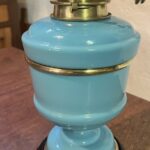 Hinks Blue Glass Font and Base oil lamp - Image 2