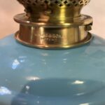 Hinks Blue Glass Font and Base oil lamp - Image 4