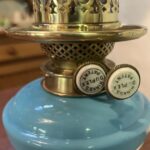 Hinks Blue Glass Font and Base oil lamp - Image 5