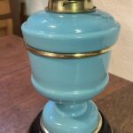 Hinks Blue Glass Font and Base oil lamp - Image 6