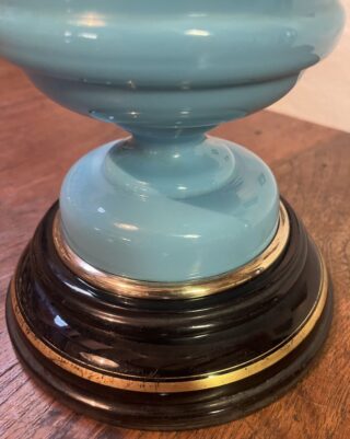Hinks Blue Glass Font and Base oil lamp - Image 7