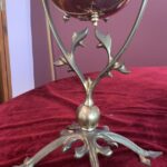 W.A.S. Benson and Sons marked oil lamp cranberry optic shade - Image 3
