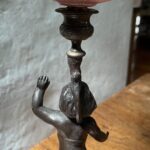 Cherub Candlestick Oil Lamp with Pink Glass Font and Shade - Image 6