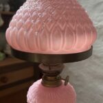 Cherub Candlestick Oil Lamp with Pink Glass Font and Shade - Image 7