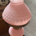 Cherub Candlestick Oil Lamp with Pink Glass Font and Shade - Image 8