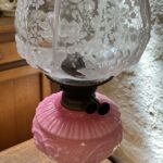 Victorian Cast Iron Base Lamp Rd No 328879, cranberry font - Image 5