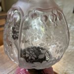 Victorian Cast Iron Base Lamp Rd No 328879, cranberry font - Image 4