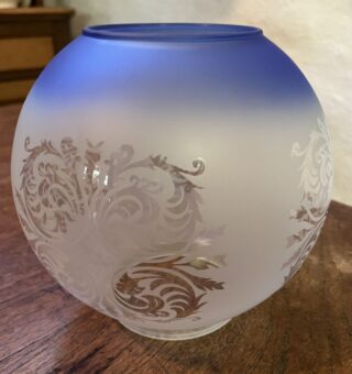 4" Etched Ball Shade Blue Tinge Top