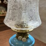 Hinks Blue Glass Font and Base oil lamp - Image 8