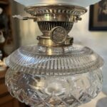 Hinks lamp marked base, font and burner c1895, Victorian etched blue shade - Image 10