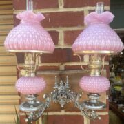 Pair Lilac Pink piano peg lamps