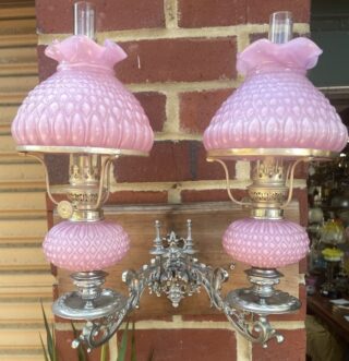 Pair Lilac Pink piano peg lamps