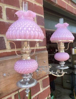 Pair Lilac Pink piano peg lamps - Image 4