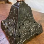 Tall Victorian Oil Lamp yellow font and shade - Image 4
