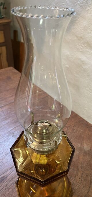 Greek Key Amber Depression glass oil lamp - ON HOLD - Image 4