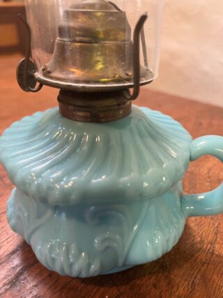 Blue Milk Glass Finger Lamp - Image 3
