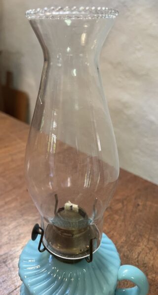 Blue Milk Glass Finger Lamp - Image 4