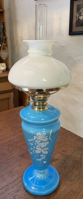 Blue Opaline glass lamp