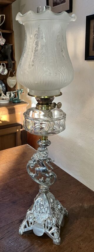 Rampant Lion oil lamp