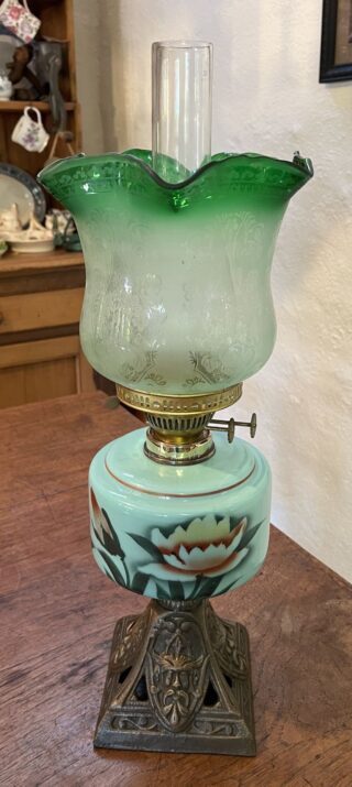 Victorian hand painted font lamp