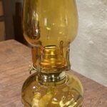 Amber Depression glass lamp