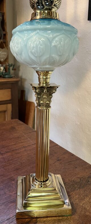 Banquet oil lamp with Victorian Blue glass font - Image 3