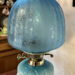 Banquet oil lamp with Victorian Blue glass font - Image 5