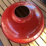Bright Red enamel shade base 14 1/2"